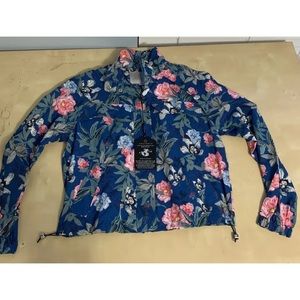 Anatomie crystal floral print jacket ladies small persian blue